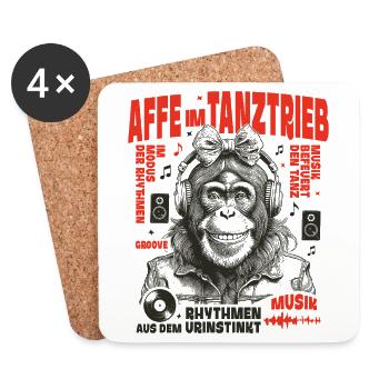 Monkey on Beats Shirt : De la musique avec de l’attitude - Dessous de verre (lot de 4) - blanc - Devant