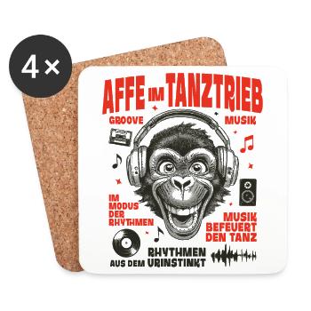 Headphone Sound Shirt: Monkey Rhythm and Fun - Coasters (set of 4) - white - Front