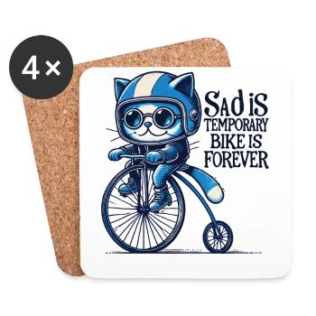 Cats Bicycle Design with Saying for Cyclists - Coasters (set of 4) - white - Front