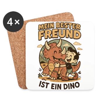 Mon meilleur ami est un dinosaure - Dessous de verre (lot de 4) - blanc - Devant