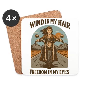 Du vent dans mes cheveux La liberté dans mes yeux Femmes - Dessous de verre (lot de 4) - blanc - Devant