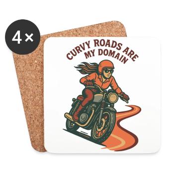 Curvy Roads Are My Domain Motorrad Biker Retro - Untersetzer (4er-Set) - Weiß - Vorne