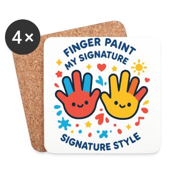 Finger Paint My Signature Style Boys Girls - Coasters (set of 4) - white - Front