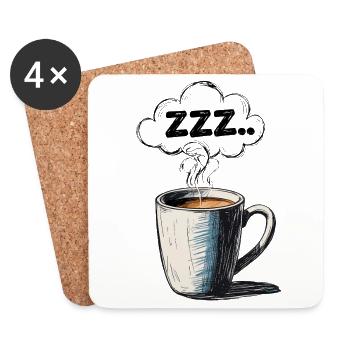 Coffee first - Then talk. ZZZ... Design - Coasters (set of 4) - white - Front