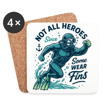 Not All Heroes Wear Fins Taucher Ozean - Untersetzer (4er-Set) - Weiß - Vorne