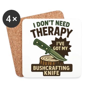 Prepper Survival Bushcrafting Knife Therapy - Dessous de verre (lot de 4) - blanc - Devant