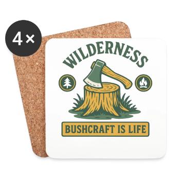 Wilderness Bushcraft Is Life Prepper Survival - Coasters (set of 4) - white - Front