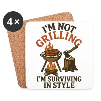 I don't grill I survive with style prepper - Coasters (set of 4) - white - Front