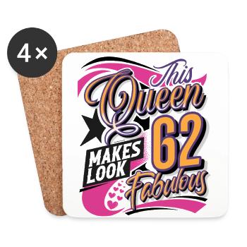 62. Geburtstag Queen Frauen - Untersetzer (4er-Set) - Weiß - Vorne