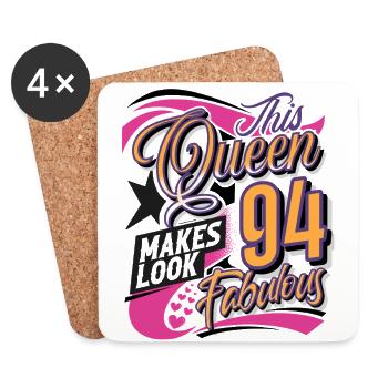 94. Geburtstag Queen Frauen - Untersetzer (4er-Set) - Weiß - Vorne