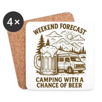 Weekend Forecast Camping with Beer - Coasters (set of 4) - white - Front