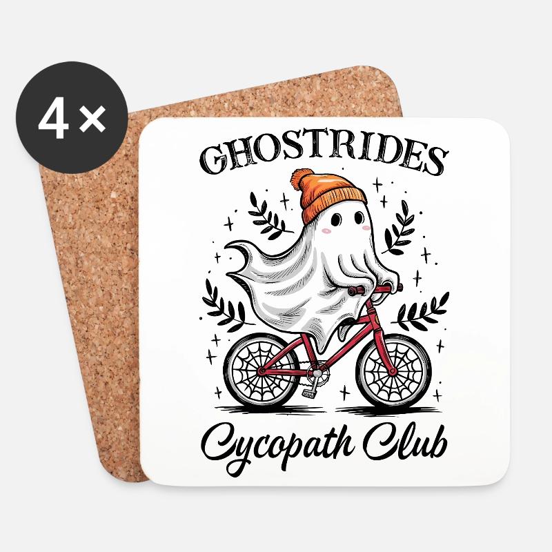 Halloween Geist Fahrrad - Untersetzer (4er-Set) - Weiß