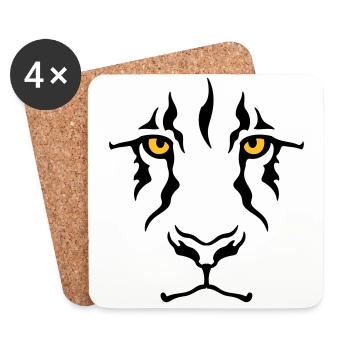 Le regard du lion - Dessous de verre (lot de 4) - blanc - Devant