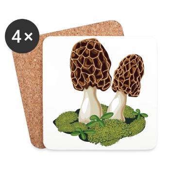 Morchel der Lieblings Pilz der Pilzsammler - Untersetzer (4er-Set) - Weiß - Vorne