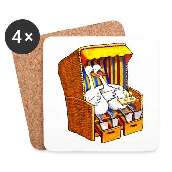 Swans in a beach chair - Coasters (set of 4) - white - Front