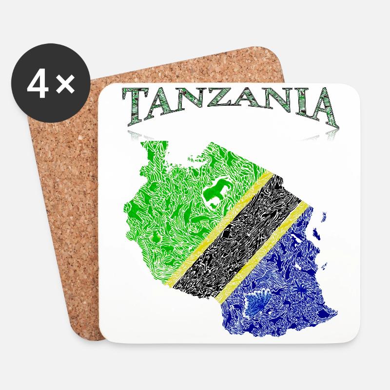 Tansania Flag Map - Untersetzer (4er-Set) - Weiß