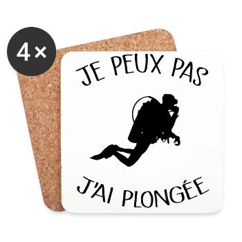 Je Peux Pas J'ai Plongée - Dessous de verre (lot de 4) - blanc - Devant