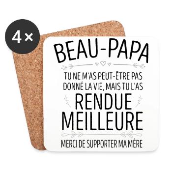 Beau Papa Bonus Père Rendu La Vie Meilleure - Dessous de verre (lot de 4) - blanc - Devant