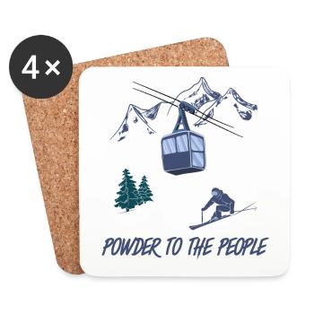 Poudreuse aux gens Scène des remontées mécaniques Sports d’hiver - Dessous de verre (lot de 4) - blanc - Devant