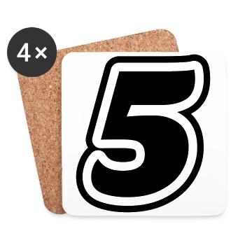 5 Symbole numérique - Dessous de verre (lot de 4) - blanc - Devant