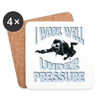 Je travaille bien sous pression - Funny Scuba Diving - Dessous de verre (lot de 4) - blanc - Devant