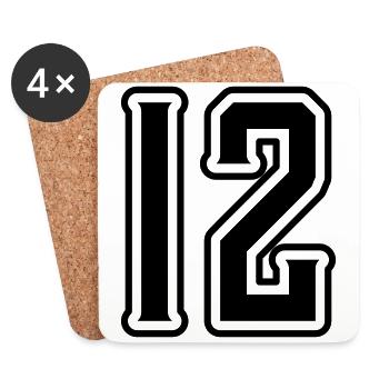 Symbole de 12 chiffres - Dessous de verre (lot de 4) - blanc - Devant