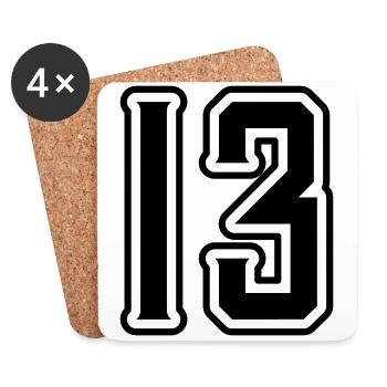 13 Symbole numérique - Dessous de verre (lot de 4) - blanc - Devant