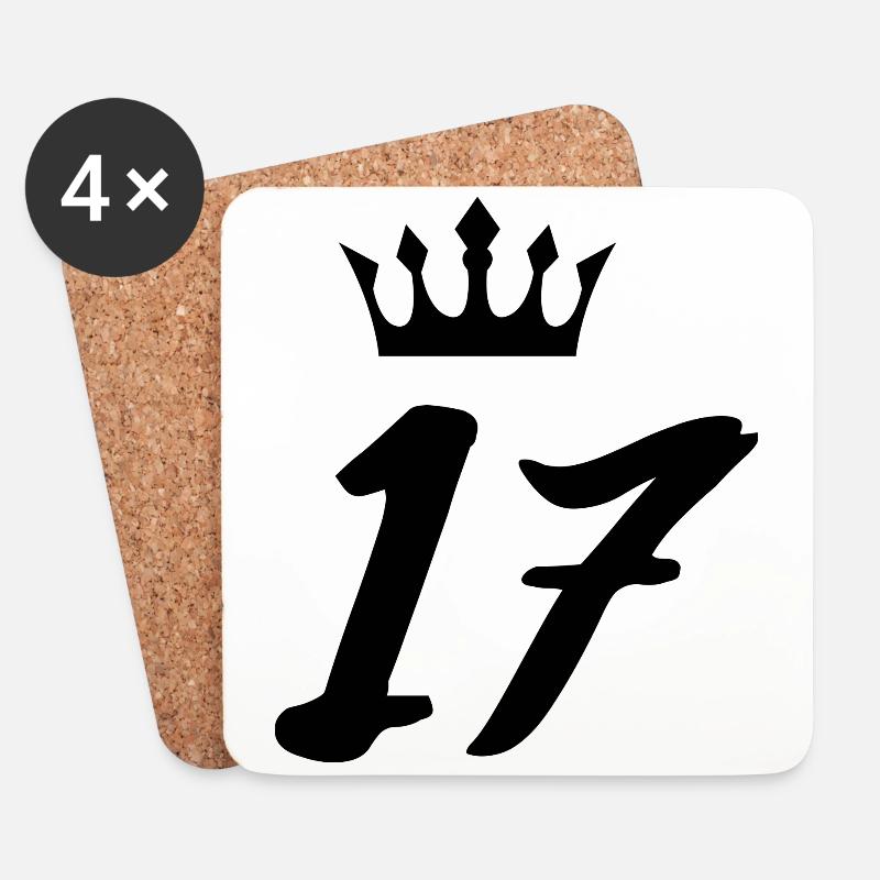 17 Zahl Krone - Untersetzer (4er-Set) - Weiß
