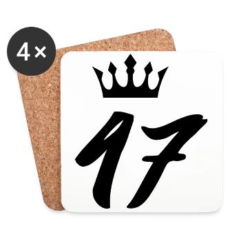 47 Zahl Krone - Untersetzer (4er-Set) - Weiß - Vorne