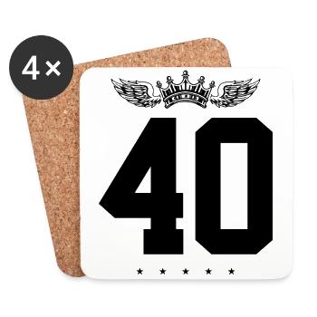 40 Couronne de numéros - Dessous de verre (lot de 4) - blanc - Devant