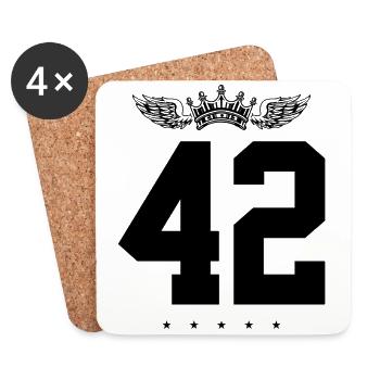 42 Couronne numérique - Dessous de verre (lot de 4) - blanc - Devant