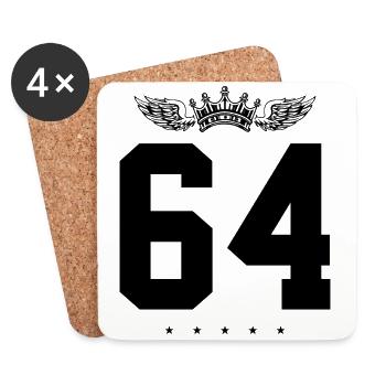 64 Couronne numérique - Dessous de verre (lot de 4) - blanc - Devant