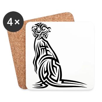Tatouage tribal de suricate - Dessous de verre (lot de 4) - blanc - Devant