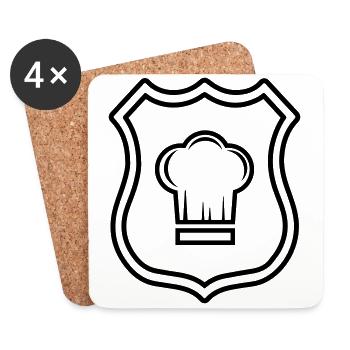 Armoiries du chapeau de chef Koch - Dessous de verre (lot de 4) - blanc - Devant
