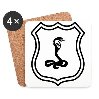 Armoiries du serpent cobra - Dessous de verre (lot de 4) - blanc - Devant