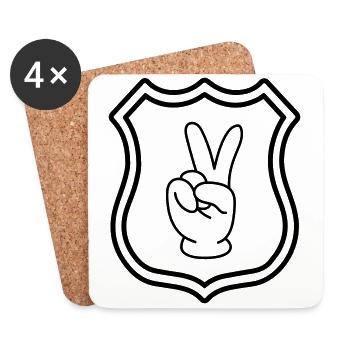 Peace Hand Comic Coat of Arms - Coasters (set of 4) - white - Front