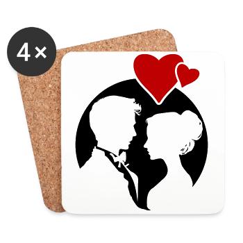 Silhouette de mariage de couple marié - Dessous de verre (lot de 4) - blanc - Devant