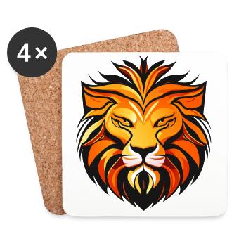 Tête de lion colorée - Dessous de verre (lot de 4) - blanc - Devant