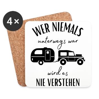 Camper und Wohnwagen Spruch-Lustiges Camper Motiv - Untersetzer (4er-Set) - Weiß - Vorne