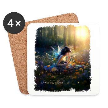 Une fée au milieu des fleurs - Dessous de verre (lot de 4) - blanc - Devant