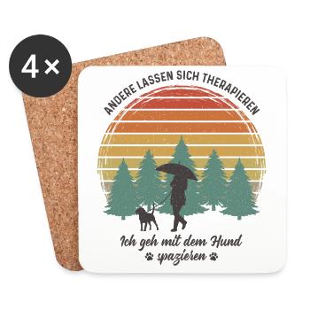 Frauchen Hund Gassi gehen Therapie Hundebesitzerin - Untersetzer (4er-Set) - Weiß - Vorne
