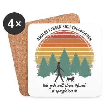 Frauchen Hund Gassi gehen Therapie Hundebesitzerin - Untersetzer (4er-Set) - Weiß - Vorne