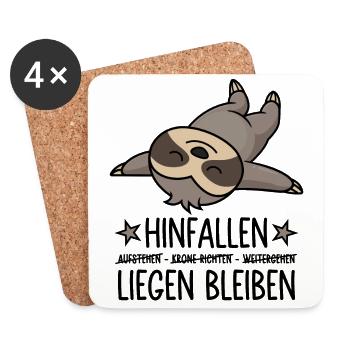 Faultier Hinfallen liegen bleiben - Untersetzer (4er-Set) - Weiß - Vorne