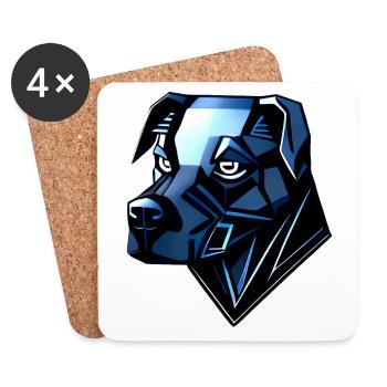 Hund Dobermann - Blaue Polygone - Untersetzer (4er-Set) - Weiß - Vorne
