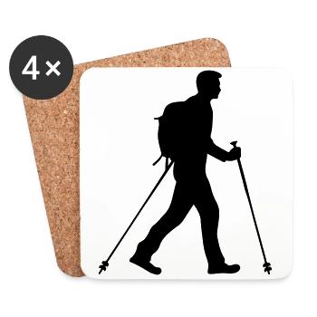 Nordic Walking Mann Silhouette - Untersetzer (4er-Set) - Weiß - Vorne