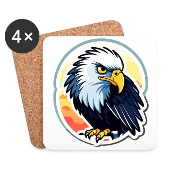 Dessin d’oiseau aigle - Dessous de verre (lot de 4) - blanc - Devant