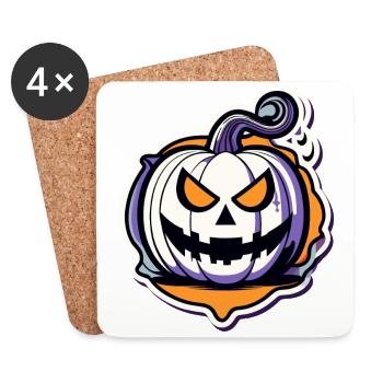 Dessin d’Halloween citrouille - Dessous de verre (lot de 4) - blanc - Devant