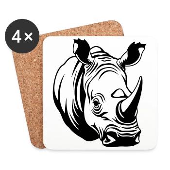 Symbole du bien-être animal rhinocéros - Dessous de verre (lot de 4) - blanc - Devant