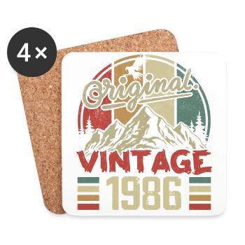 Vintage 1986 Retro Cadeau Anniversaire Né En 1986 - Dessous de verre (lot de 4) - blanc - Devant
