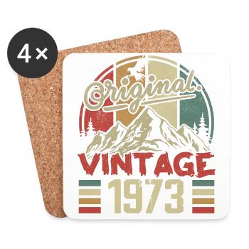 Vintage 1973 Retro Cadeau Anniversaire Né En 1973 - Dessous de verre (lot de 4) - blanc - Devant
